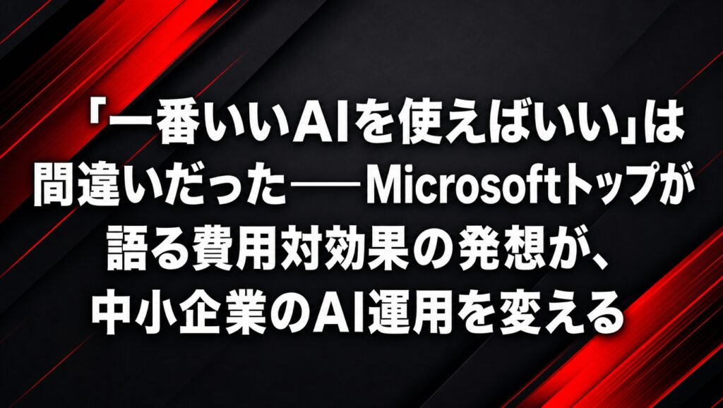 MicrosoftナデラCEOのAIコスト最適化発言——中小企業向けAI費用対効果ガイド