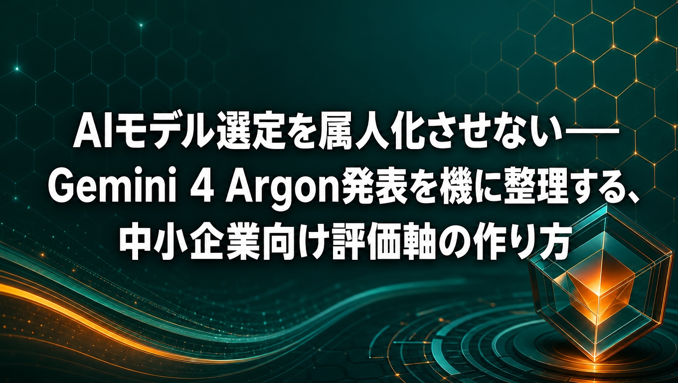 Gemini 4 Argon発表を機にAIモデル選定の評価軸を整理する記事のアイキャッチ画像